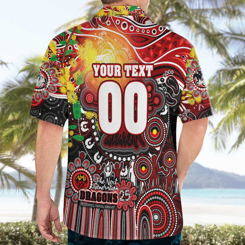 Personalised NAIDOC Week 2025 Dragons Rugby Hawaiian Shirt Aboriginal Dot Painting