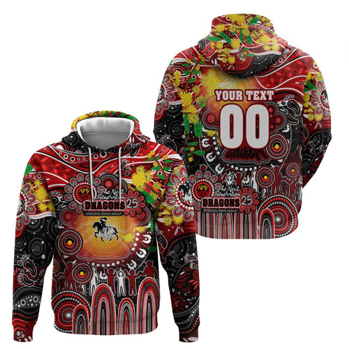 Personalised NAIDOC Week 2025 Dragons Rugby Hoodie Aboriginal Dot Painting