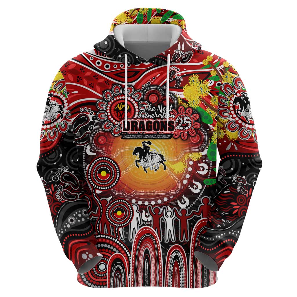 Personalised NAIDOC Week 2025 Dragons Rugby Hoodie Aboriginal Dot Painting