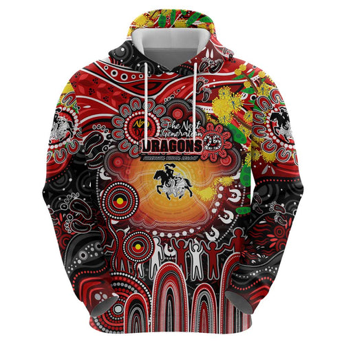 Personalised NAIDOC Week 2025 Dragons Rugby Hoodie Aboriginal Dot Painting