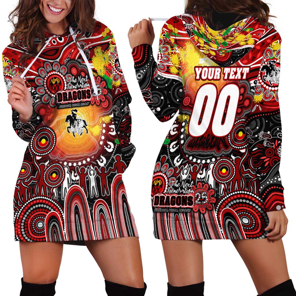 Personalised NAIDOC Week 2025 Dragons Rugby Hoodie Dress Aboriginal Dot Painting