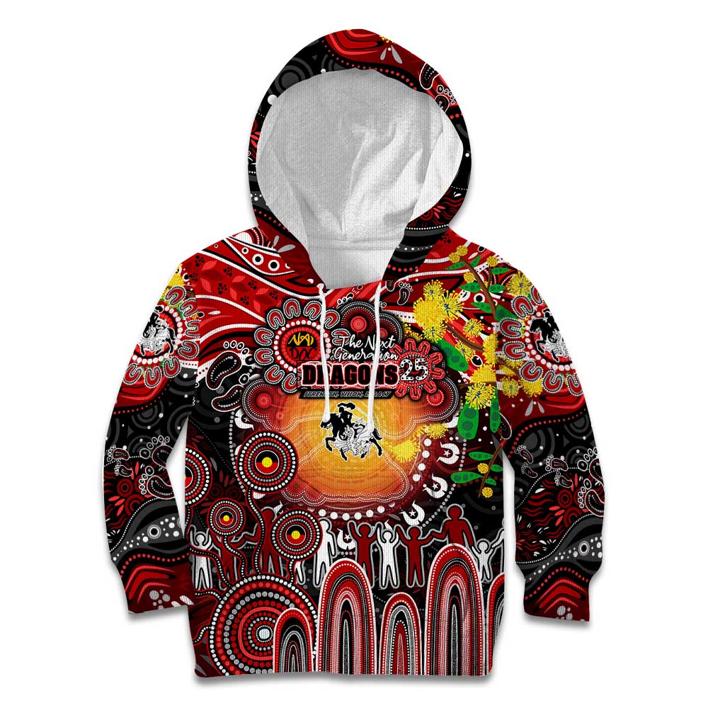Personalised NAIDOC Week 2025 Dragons Rugby Kid Hoodie Aboriginal Dot Painting