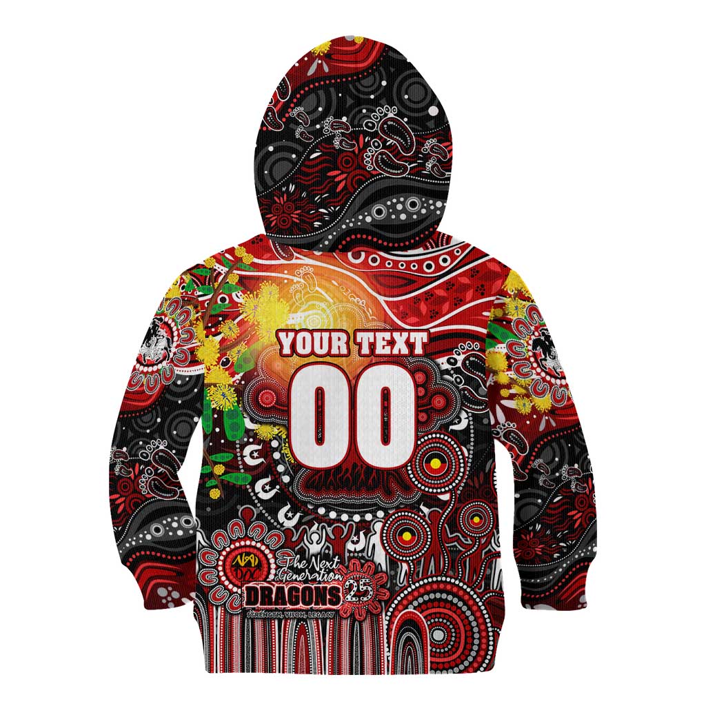 Personalised NAIDOC Week 2025 Dragons Rugby Kid Hoodie Aboriginal Dot Painting