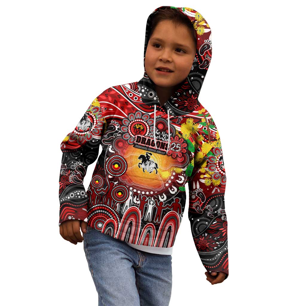 Personalised NAIDOC Week 2025 Dragons Rugby Kid Hoodie Aboriginal Dot Painting