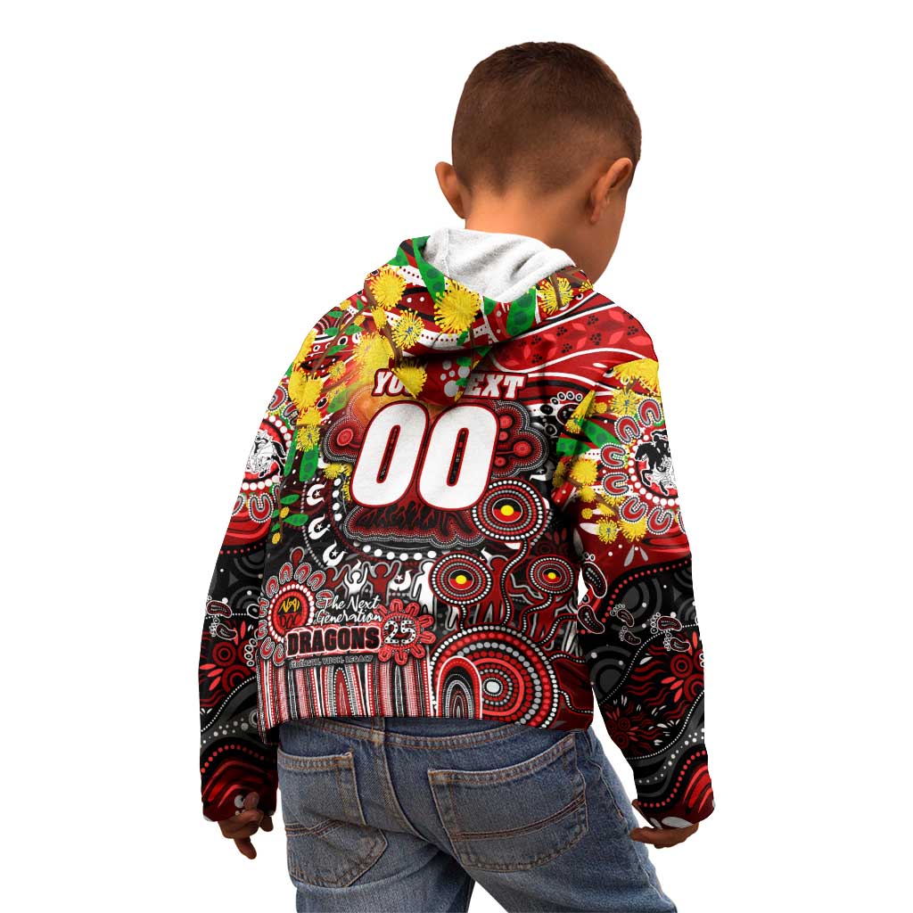 Personalised NAIDOC Week 2025 Dragons Rugby Kid Hoodie Aboriginal Dot Painting