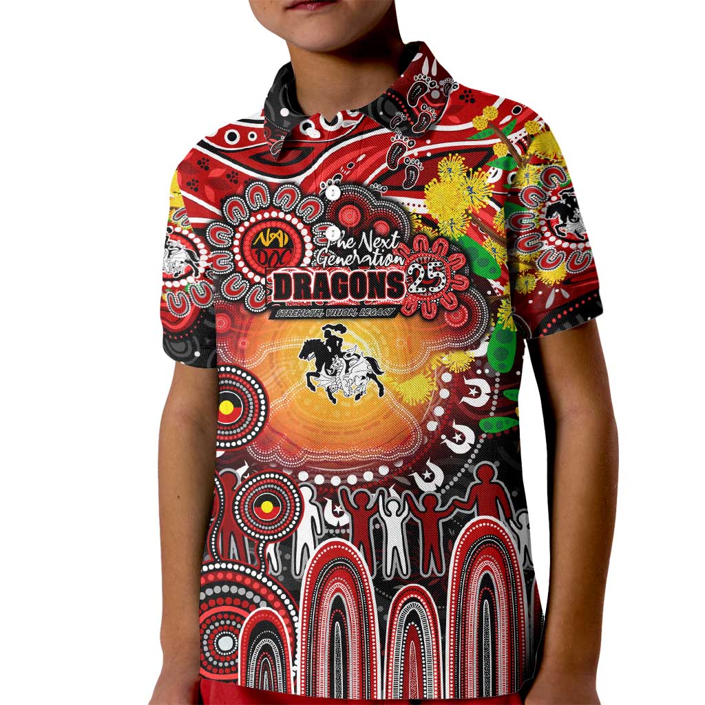 Personalised NAIDOC Week 2025 Dragons Rugby Kid Polo Shirt Aboriginal Dot Painting