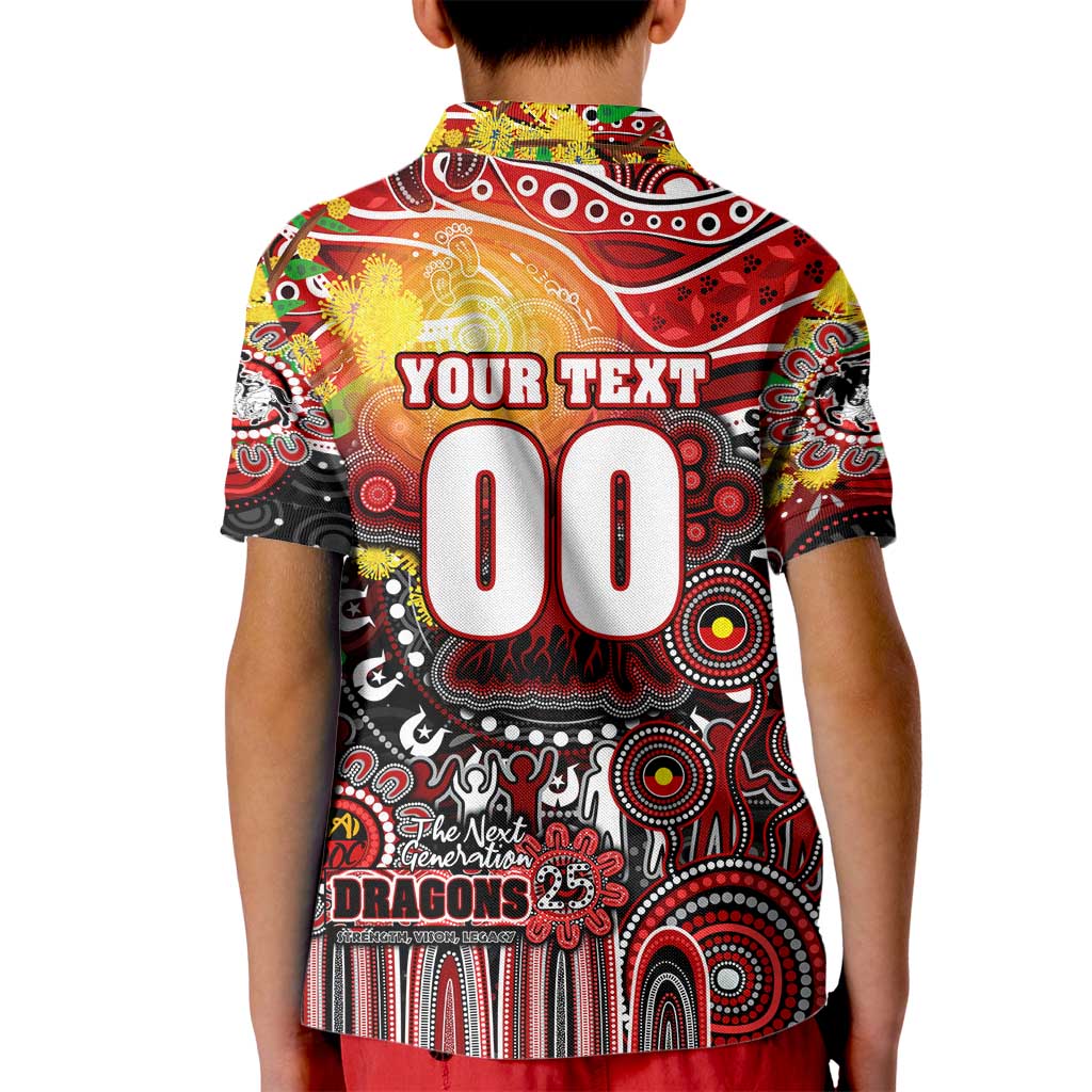 Personalised NAIDOC Week 2025 Dragons Rugby Kid Polo Shirt Aboriginal Dot Painting