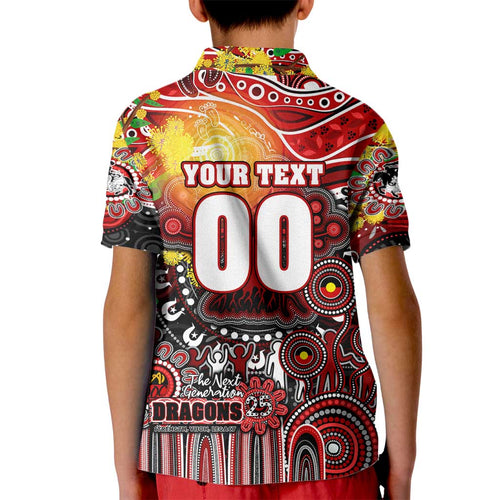 Personalised NAIDOC Week 2025 Dragons Rugby Kid Polo Shirt Aboriginal Dot Painting