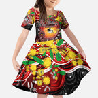 Personalised NAIDOC Week 2025 Dragons Rugby Kid Short Sleeve Dress Aboriginal Dot Painting