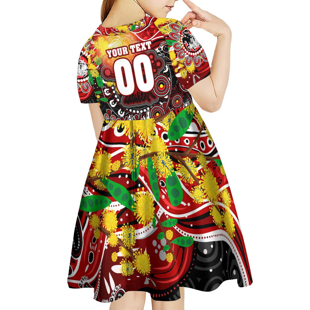 Personalised NAIDOC Week 2025 Dragons Rugby Kid Short Sleeve Dress Aboriginal Dot Painting