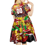Personalised NAIDOC Week 2025 Dragons Rugby Kid Short Sleeve Dress Aboriginal Dot Painting