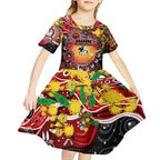 Personalised NAIDOC Week 2025 Dragons Rugby Kid Short Sleeve Dress Aboriginal Dot Painting