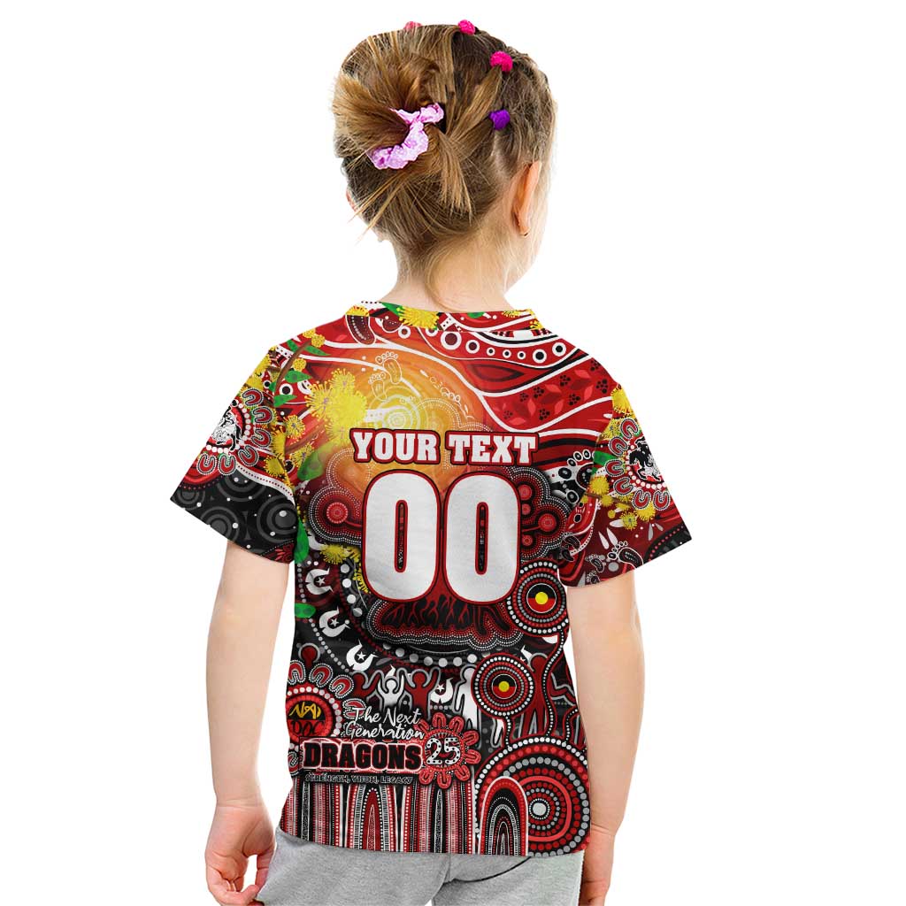 Personalised NAIDOC Week 2025 Dragons Rugby Kid T Shirt Aboriginal Dot Painting