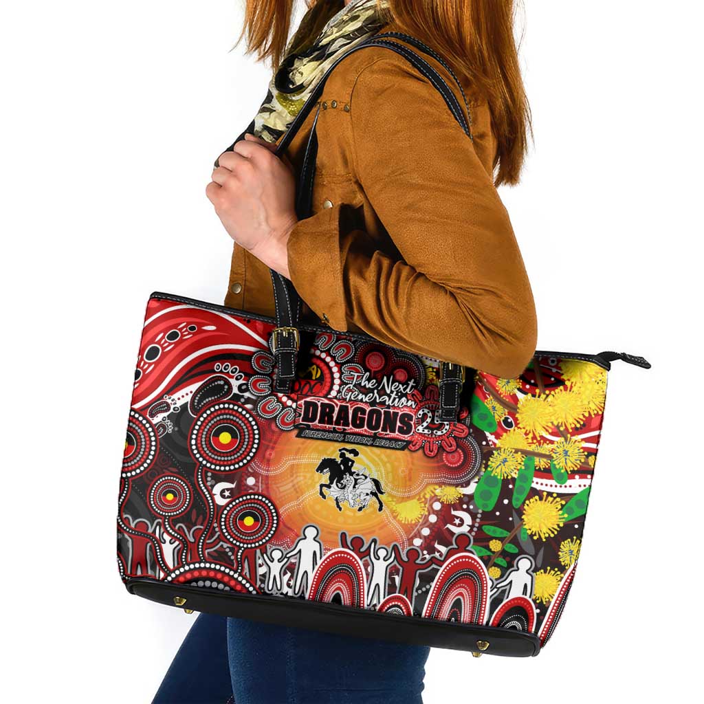 NAIDOC Week 2025 Dragons Rugby Leather Tote Bag Aboriginal Dot Painting