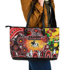 NAIDOC Week 2025 Dragons Rugby Leather Tote Bag Aboriginal Dot Painting