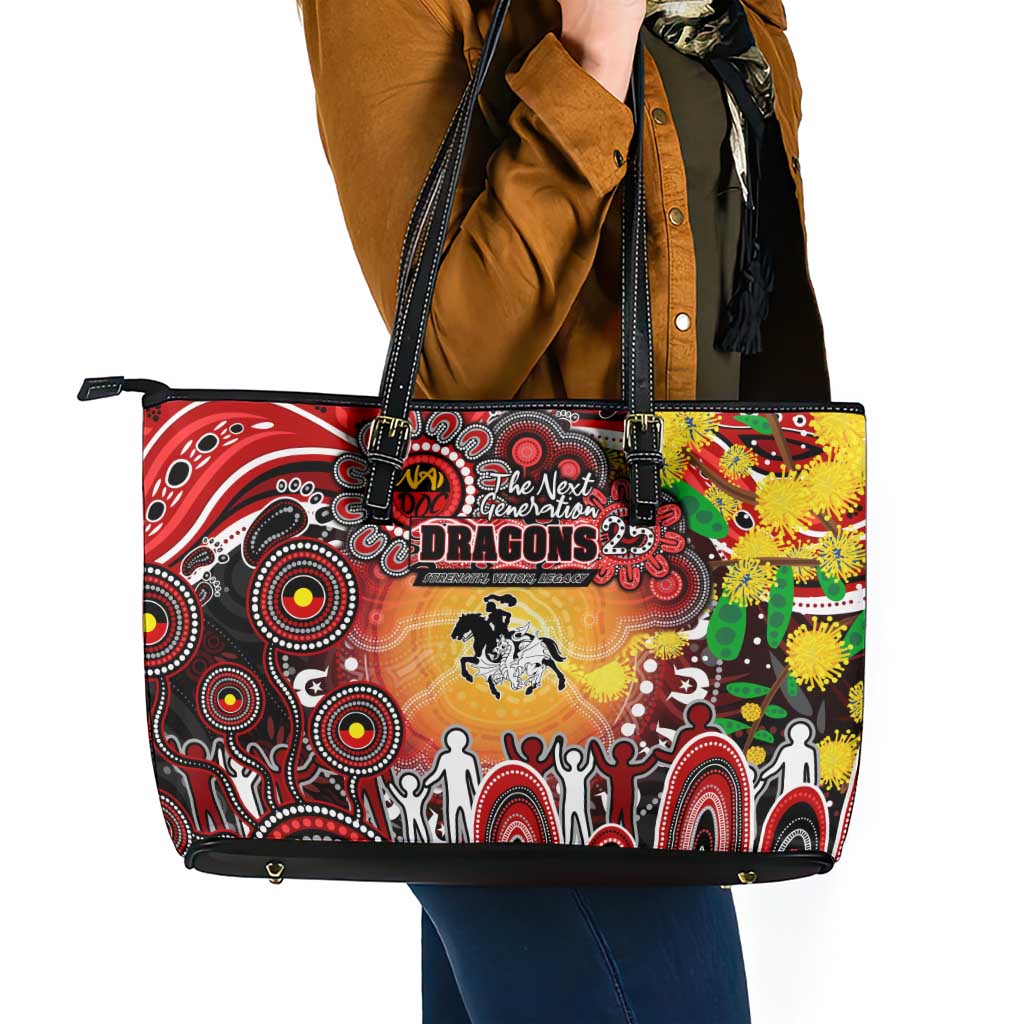 NAIDOC Week 2025 Dragons Rugby Leather Tote Bag Aboriginal Dot Painting