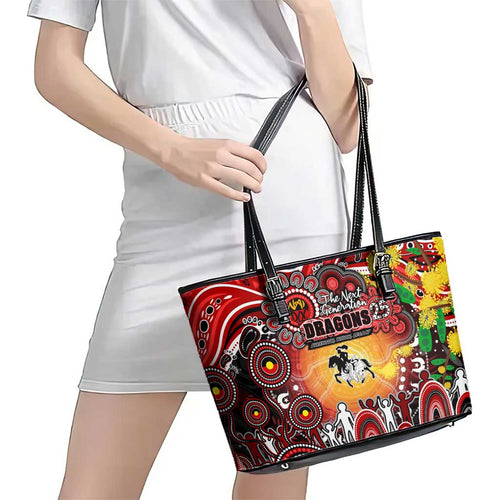 NAIDOC Week 2025 Dragons Rugby Leather Tote Bag Aboriginal Dot Painting