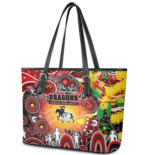 NAIDOC Week 2025 Dragons Rugby Leather Tote Bag Aboriginal Dot Painting