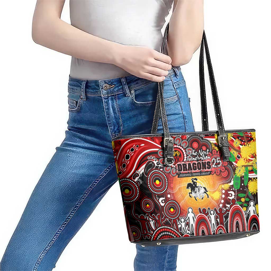 NAIDOC Week 2025 Dragons Rugby Leather Tote Bag Aboriginal Dot Painting