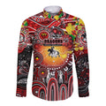 Personalised NAIDOC Week 2025 Dragons Rugby Long Sleeve Button Shirt Aboriginal Dot Painting