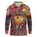 Personalised NAIDOC Week 2025 Dragons Rugby Long Sleeve Polo Shirt Aboriginal Dot Painting
