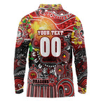 Personalised NAIDOC Week 2025 Dragons Rugby Long Sleeve Polo Shirt Aboriginal Dot Painting