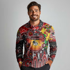 Personalised NAIDOC Week 2025 Dragons Rugby Long Sleeve Polo Shirt Aboriginal Dot Painting