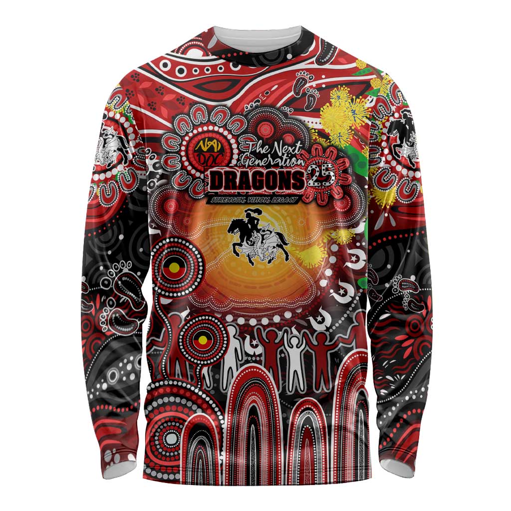 Personalised NAIDOC Week 2025 Dragons Rugby Long Sleeve Shirt Aboriginal Dot Painting