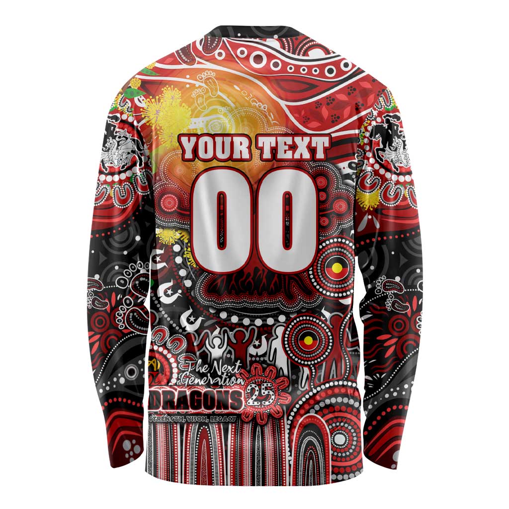 Personalised NAIDOC Week 2025 Dragons Rugby Long Sleeve Shirt Aboriginal Dot Painting