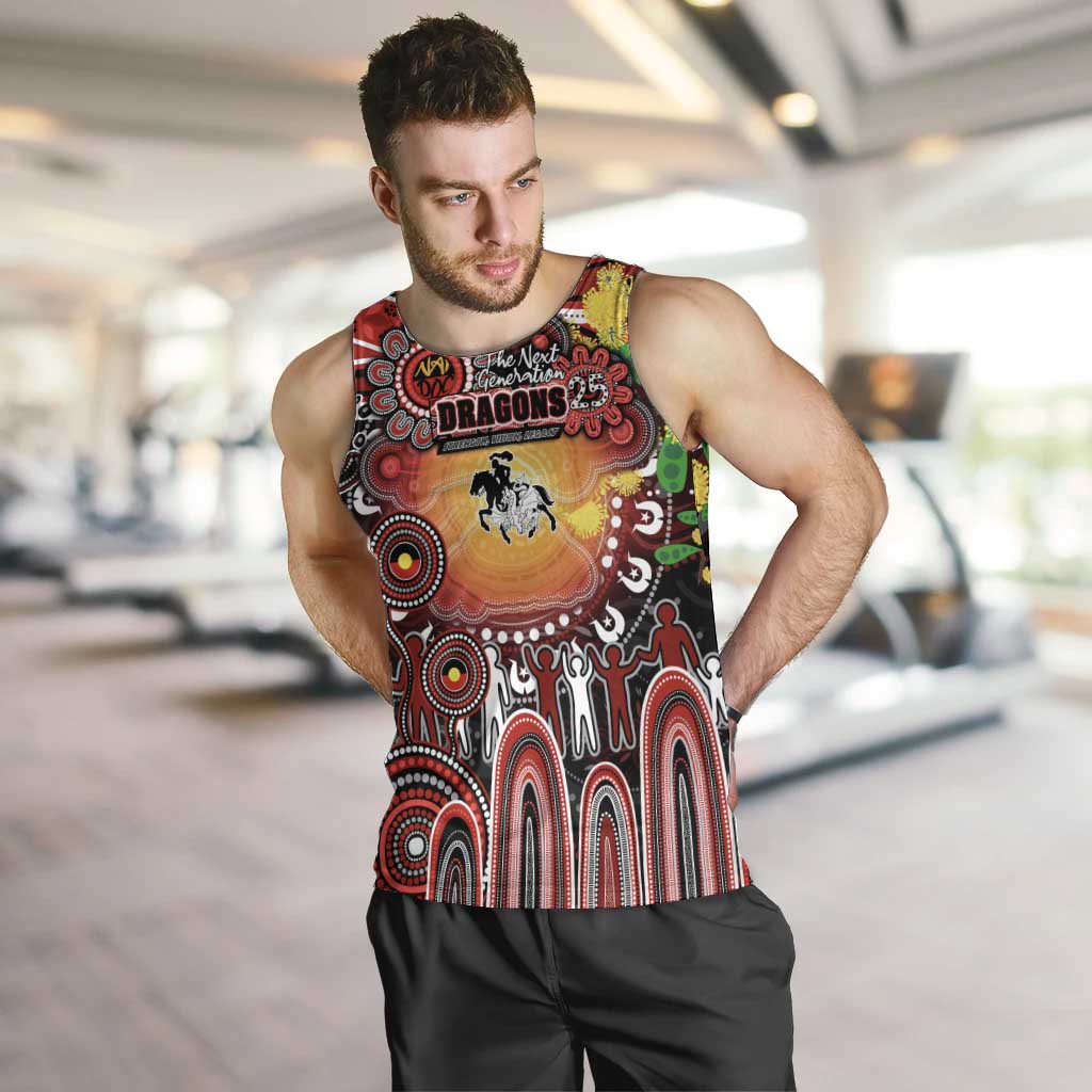 Personalised NAIDOC Week 2025 Dragons Rugby Men Tank Top Aboriginal Dot Painting