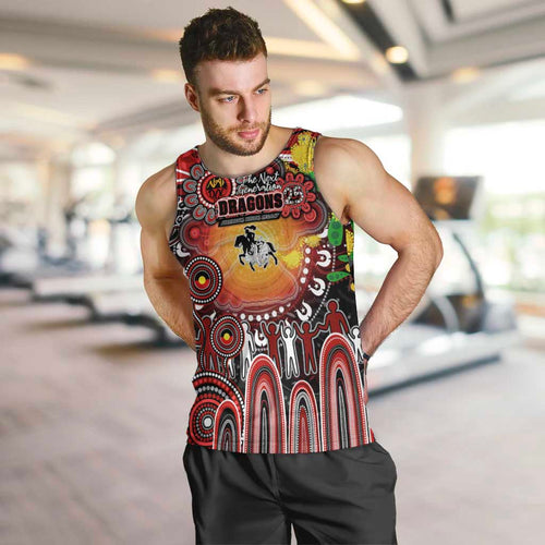 Personalised NAIDOC Week 2025 Dragons Rugby Men Tank Top Aboriginal Dot Painting