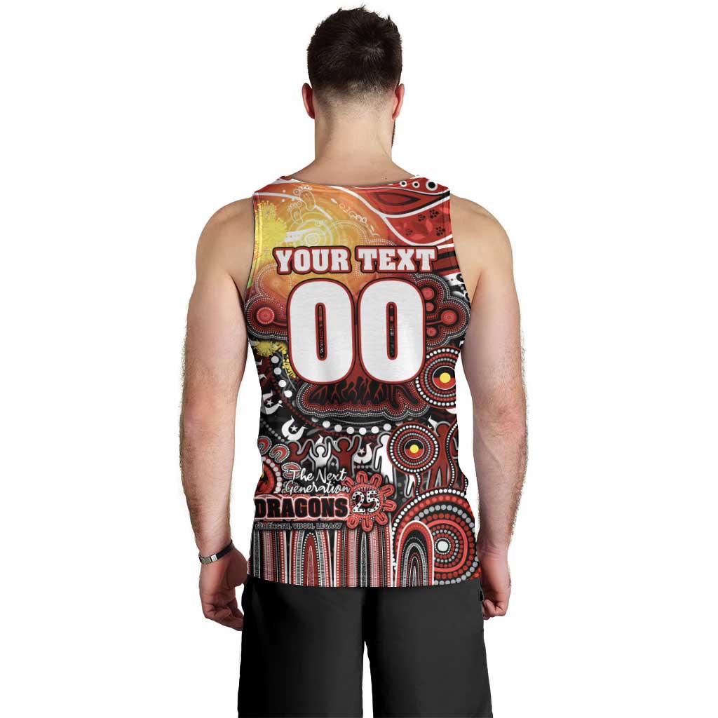 Personalised NAIDOC Week 2025 Dragons Rugby Men Tank Top Aboriginal Dot Painting