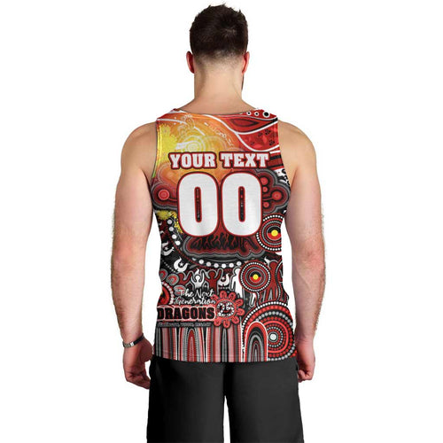 Personalised NAIDOC Week 2025 Dragons Rugby Men Tank Top Aboriginal Dot Painting