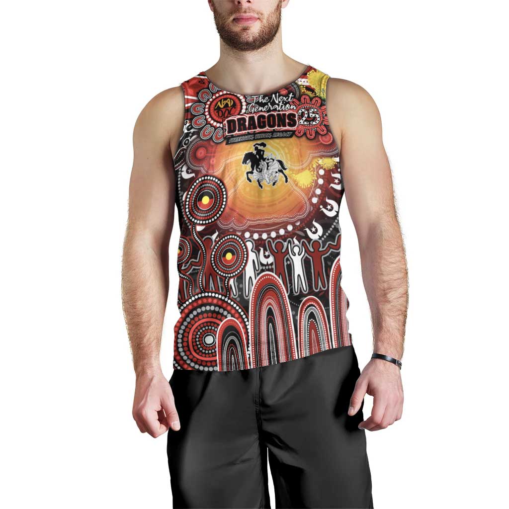 Personalised NAIDOC Week 2025 Dragons Rugby Men Tank Top Aboriginal Dot Painting