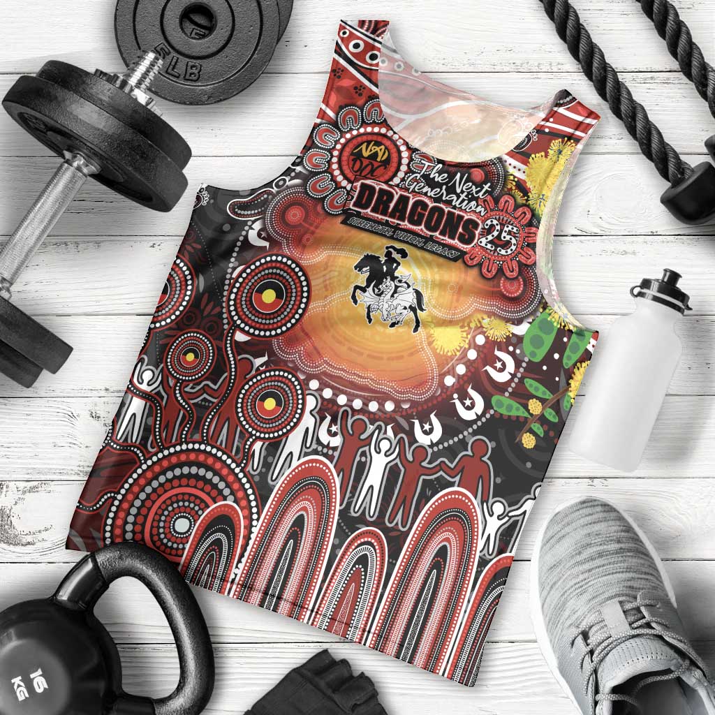 Personalised NAIDOC Week 2025 Dragons Rugby Men Tank Top Aboriginal Dot Painting