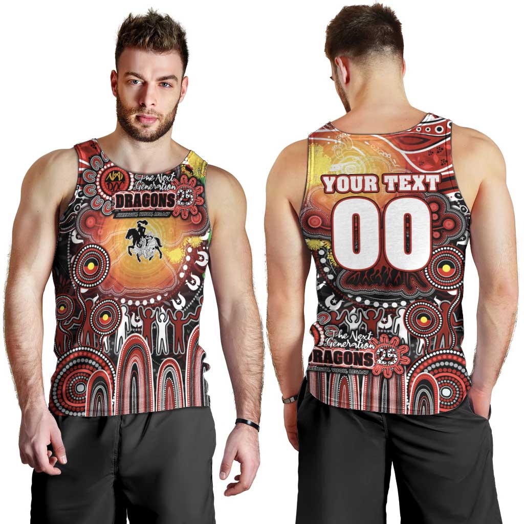 Personalised NAIDOC Week 2025 Dragons Rugby Men Tank Top Aboriginal Dot Painting