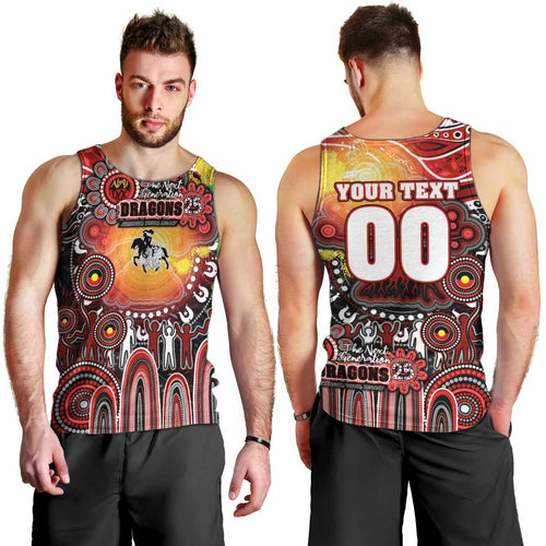 Personalised NAIDOC Week 2025 Dragons Rugby Men Tank Top Aboriginal Dot Painting
