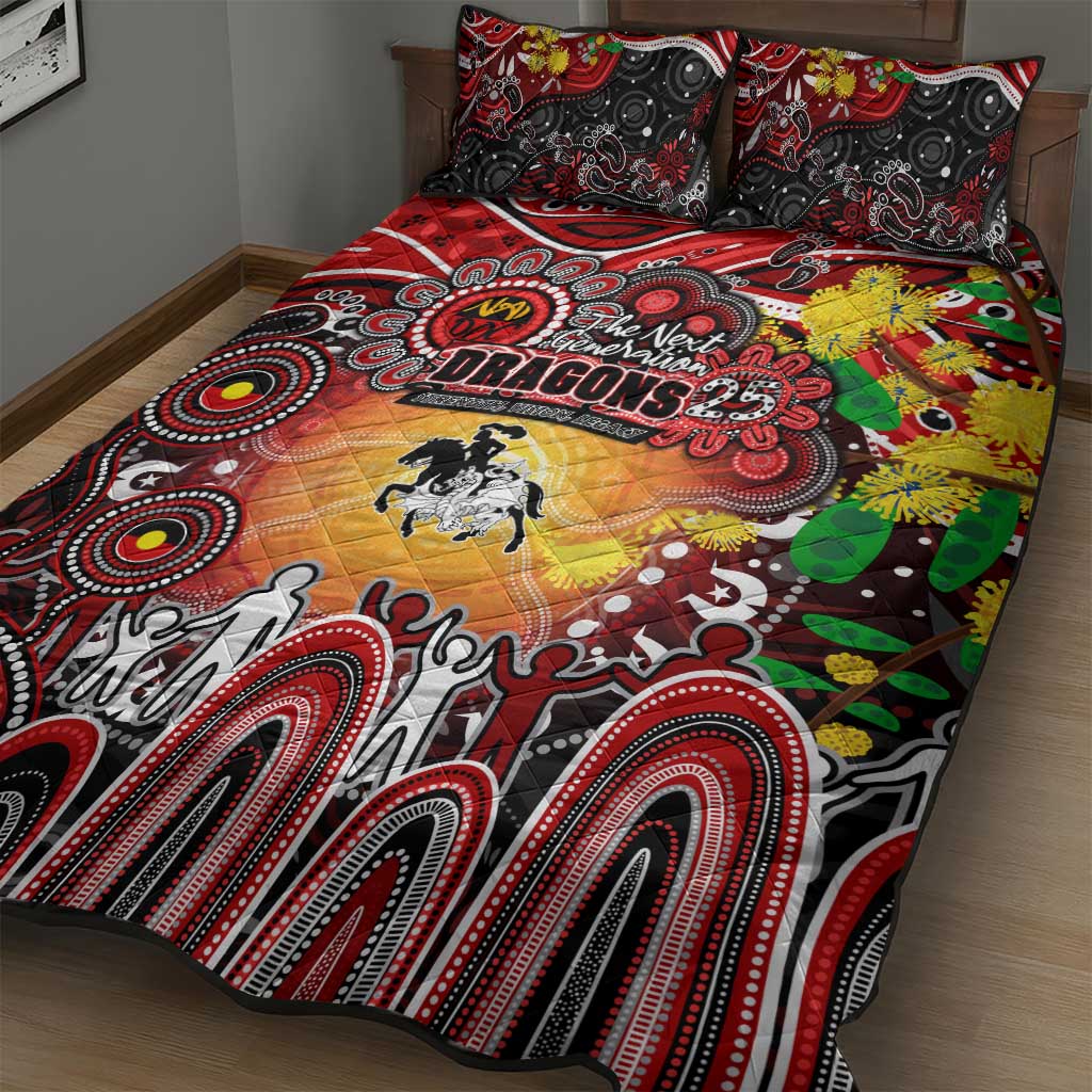NAIDOC Week 2025 Dragons Rugby Quilt Bed Set Aboriginal Dot Painting