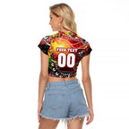 Personalised NAIDOC Week 2025 Dragons Rugby Raglan Cropped T Shirt Aboriginal Dot Painting