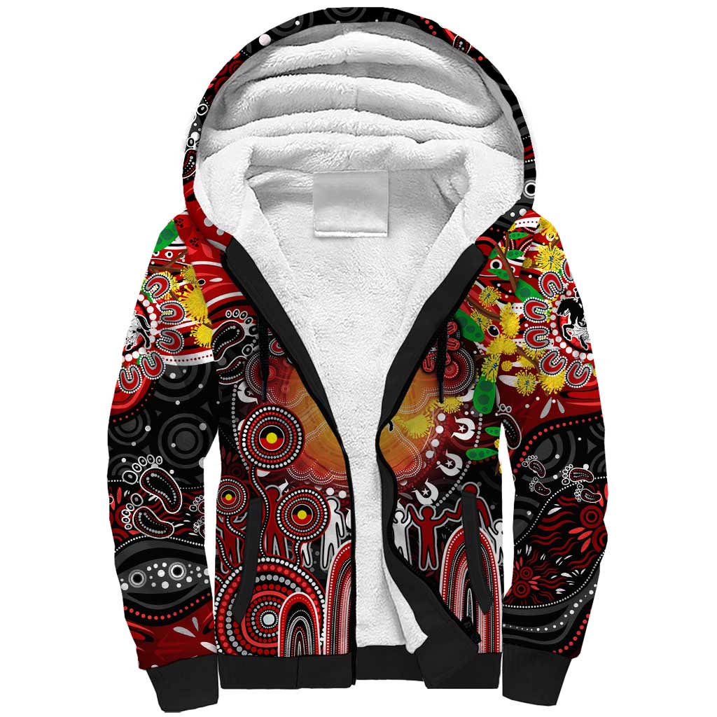 Personalised NAIDOC Week 2025 Dragons Rugby Sherpa Hoodie Aboriginal Dot Painting