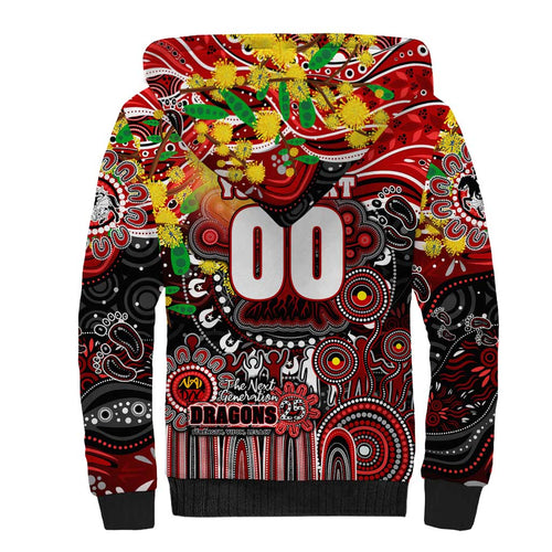 Personalised NAIDOC Week 2025 Dragons Rugby Sherpa Hoodie Aboriginal Dot Painting
