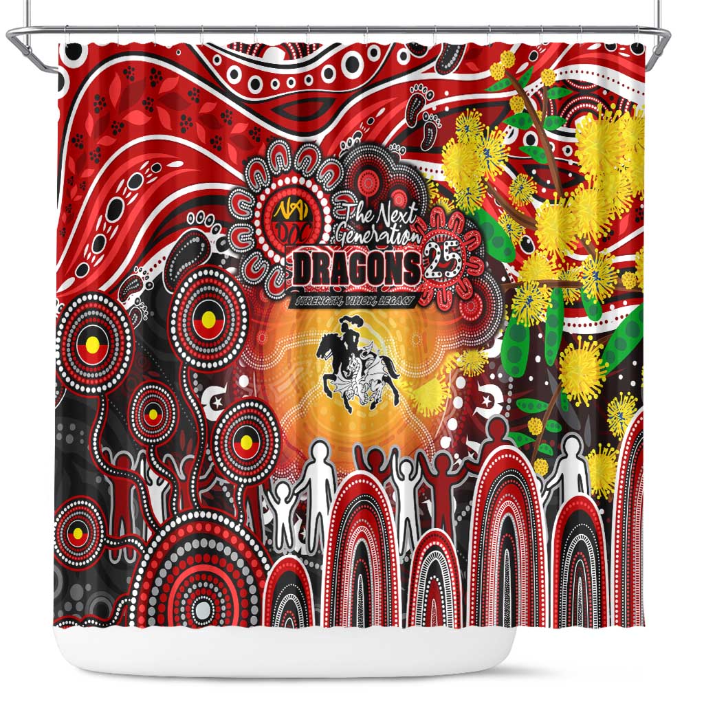 NAIDOC Week 2025 Dragons Rugby Shower Curtain Aboriginal Dot Painting