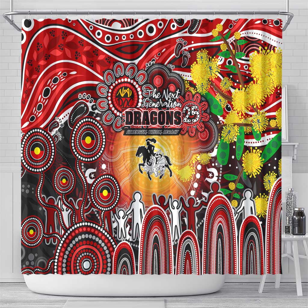 NAIDOC Week 2025 Dragons Rugby Shower Curtain Aboriginal Dot Painting