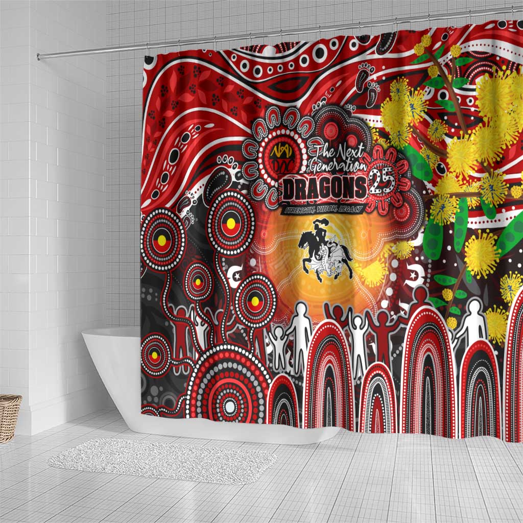NAIDOC Week 2025 Dragons Rugby Shower Curtain Aboriginal Dot Painting