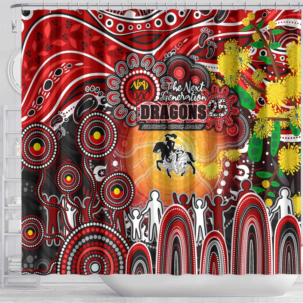 NAIDOC Week 2025 Dragons Rugby Shower Curtain Aboriginal Dot Painting