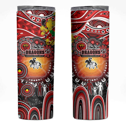 NAIDOC Week 2025 Dragons Rugby Skinny Tumbler Aboriginal Dot Painting