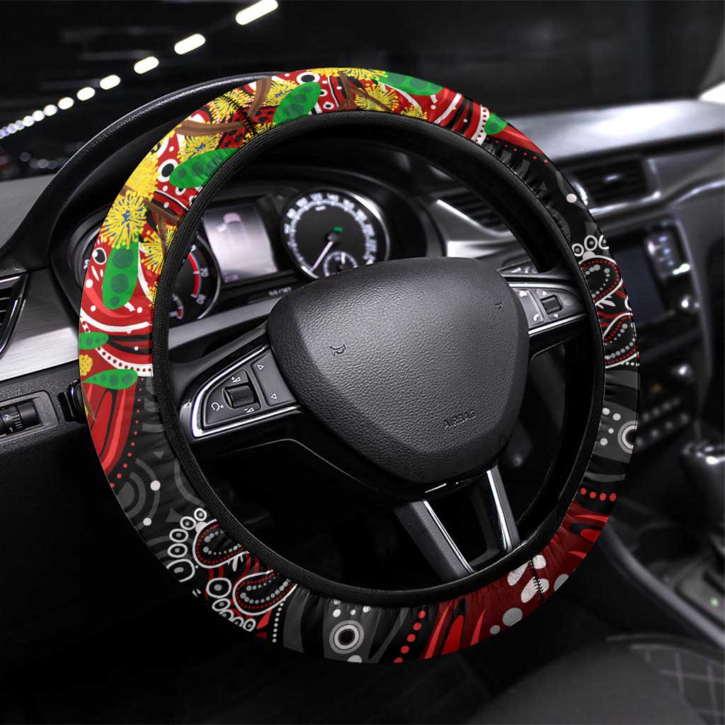 NAIDOC Week 2025 Dragons Rugby Steering Wheel Cover Aboriginal Dot Painting