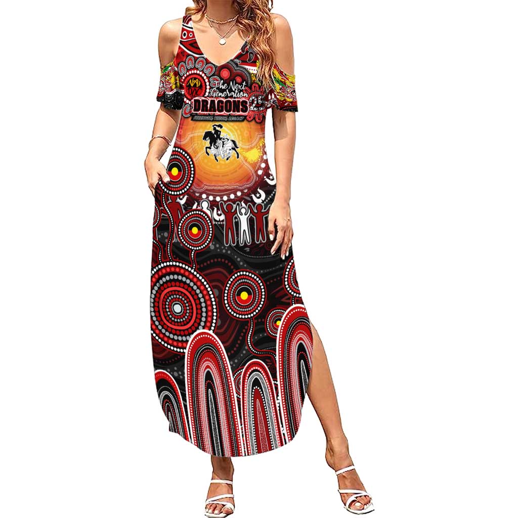 Personalised NAIDOC Week 2025 Dragons Rugby Summer Maxi Dress Aboriginal Dot Painting