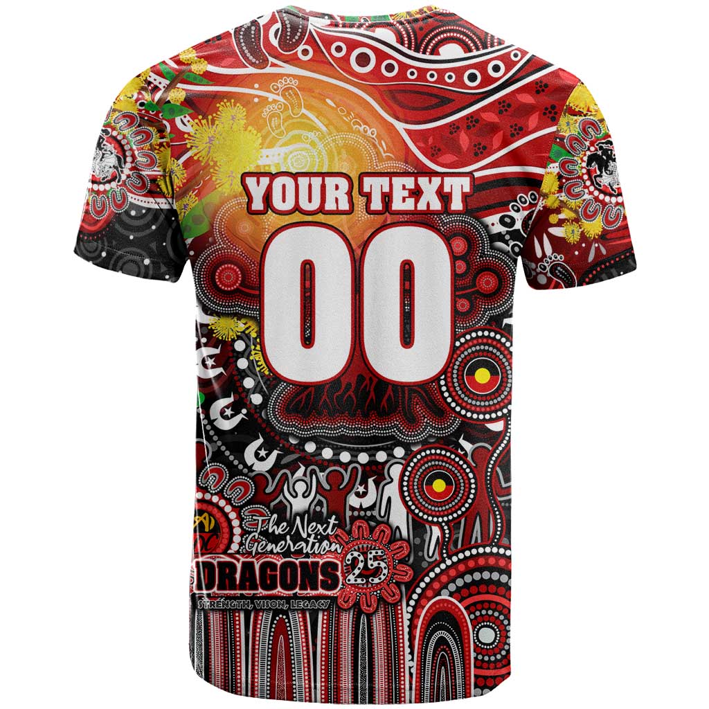 Personalised NAIDOC Week 2025 Dragons Rugby T Shirt Aboriginal Dot Painting