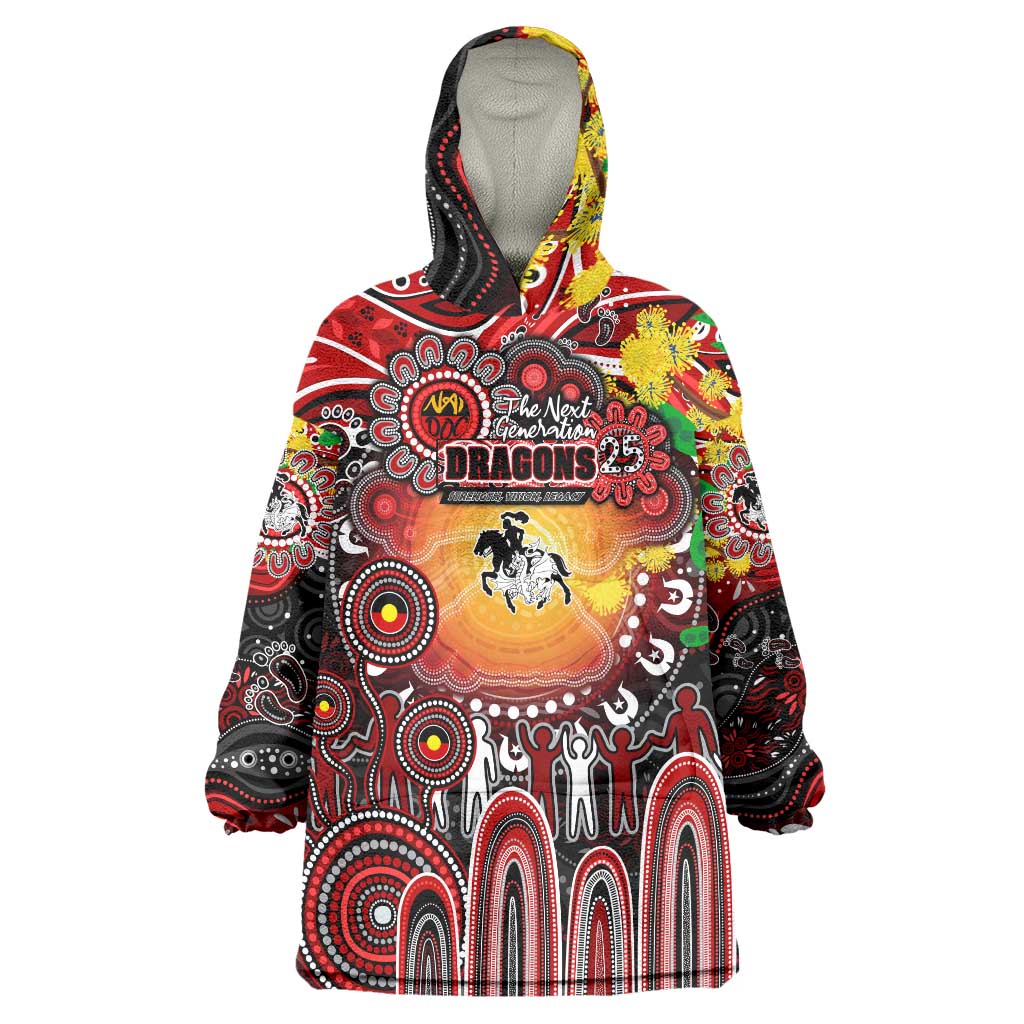 Personalised NAIDOC Week 2025 Dragons Rugby Wearable Blanket Hoodie Aboriginal Dot Painting